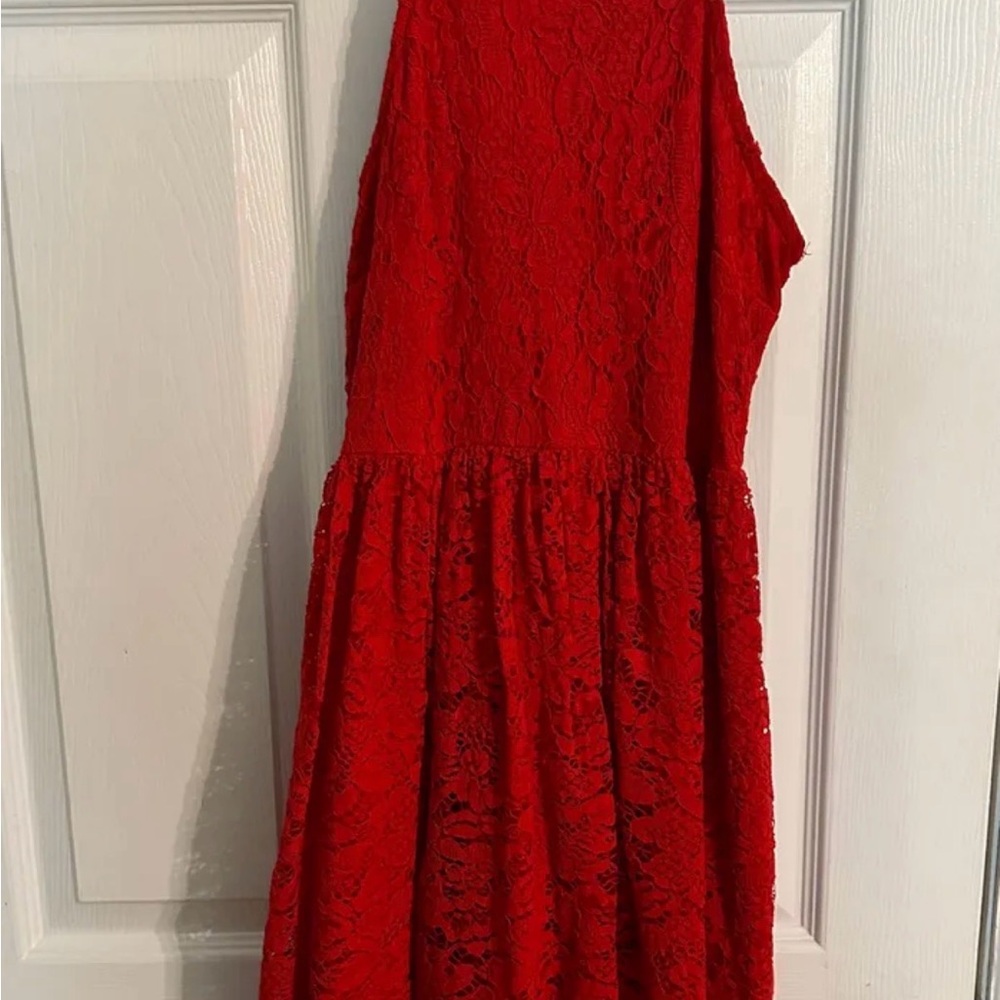 Lulu's Red Lace Midi Dress